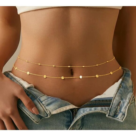 ✨ Chesky Waist Chain Women Gold 14K Plated Layered Belly Waterproof Sexy Chain - Picture 2 of 9
